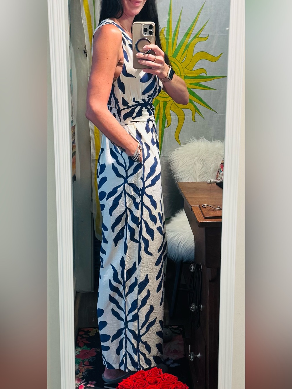 CUPSHE Blue Cream Tropical Wide Leg Jumpsuit Romper Small NWT - Picture 3 of 10